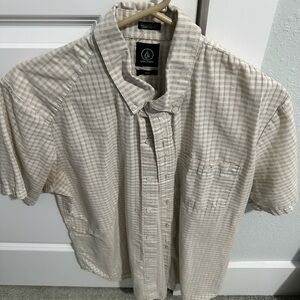 Volcom Men's Light Tan Plaid Shirt